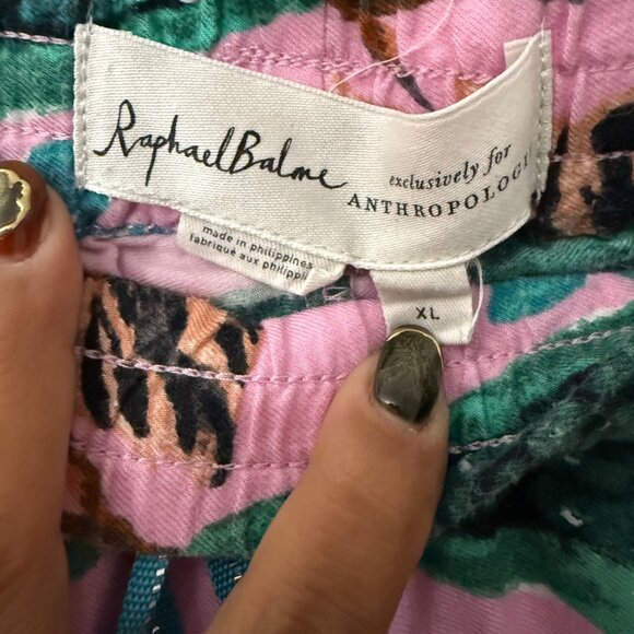 Raphael Balme Anthropologie Peacock Flannel Lounge Pajama Pants Womens XLarge - Picture 2 of 5